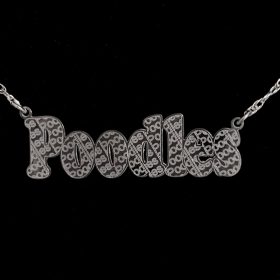 Sorority item, S.G. Rho Engraved Sterling Silver nameplate necklace on silver rope chain