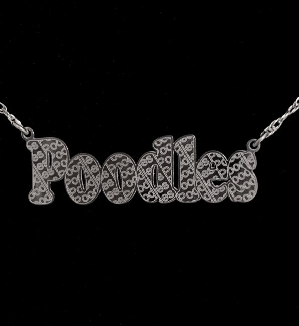 IMG_9232 Sorority item, S.G. Rho Engraved Sterling Silver nameplate necklace on silver rope chain