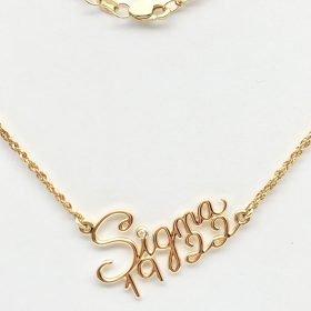 Sorority Item, 14 Kt. Gold Necklace on gold rope chain with diamond chip