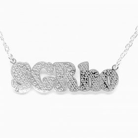 Sorority item, S.G. Rho Engraved Sterling Silver nameplate necklace on silver rope chain